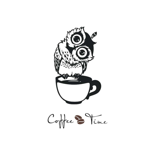 Coffee Time for Musing Owl - Wall Art Sticker