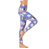 Womens Purple Yoga/Fashion Pants with Printed Cartoon Owls.