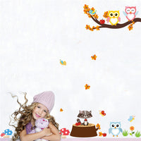 Forest Tree and Animal Wall Stickers with Owl, Monkey, Bear and Deer