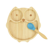 Baby bamboo owl Plate and with suction base and matching spoon set, - Perfect for baby led weaning