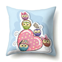 Cute Owl Family Print Cushion Covers - 45 x 45 CM