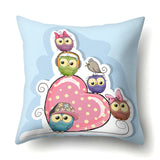 Cute Owl Family Print Cushion Covers - 45 x 45 CM