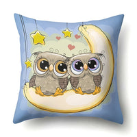 Cute Owl Family Print Cushion Covers - 45 x 45 CM