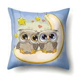 Cute Owl Family Print Cushion Covers - 45 x 45 CM