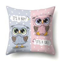 Cute Owl Family Print Cushion Covers - 45 x 45 CM