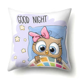 Cute Owl Family Print Cushion Covers - 45 x 45 CM