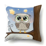 Cute Owl Family Print Cushion Covers - 45 x 45 CM