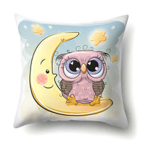 Cute Owl Family Print Cushion Covers - 45 x 45 CM