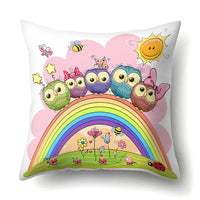 Cute Owl Family Print Cushion Covers - 45 x 45 CM