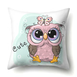 Cute Owl Family Print Cushion Covers - 45 x 45 CM