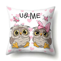 Cute Owl Family Print Cushion Covers - 45 x 45 CM