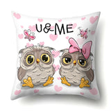 Cute Owl Family Print Cushion Covers - 45 x 45 CM