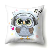 Cute Owl Family Print Cushion Covers - 45 x 45 CM