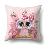 Cute Owl Family Print Cushion Covers - 45 x 45 CM