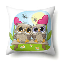 Cute Owl Family Print Cushion Covers - 45 x 45 CM