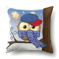 Cute Owl Family Print Cushion Covers - 45 x 45 CM