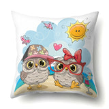 Cute Owl Family Print Cushion Covers - 45 x 45 CM