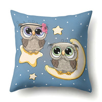 Cute Owl Family Print Cushion Covers - 45 x 45 CM