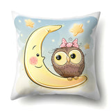 Cute Owl Family Print Cushion Covers - 45 x 45 CM