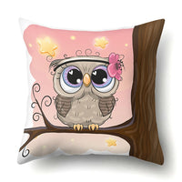 Cute Owl Family Print Cushion Covers - 45 x 45 CM