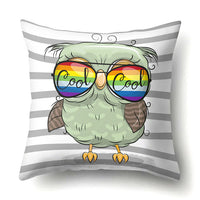 Cute Owl Family Print Cushion Covers - 45 x 45 CM