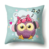 Cute Owl Family Print Cushion Covers - 45 x 45 CM