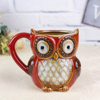 Friendly Owl Mugs, Craft Style Ceramic Coffee or Tea Mugs