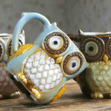 Friendly Owl Mugs, Craft Style Ceramic Coffee or Tea Mugs