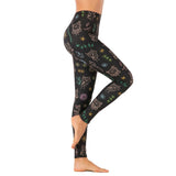 Women Fashion Yoga/Fitness Pants with Black Doodle Owl Print