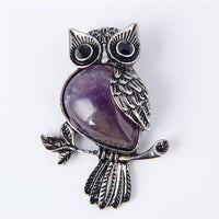 Retro Style Silver Plated Owl Pendant with beautiful polished stone inlay.