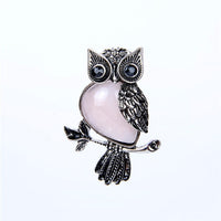 Retro Style Silver Plated Owl Pendant with beautiful polished stone inlay.