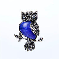 Retro Style Silver Plated Owl Pendant with beautiful polished stone inlay.