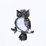 Retro Style Silver Plated Owl Pendant with beautiful polished stone inlay.