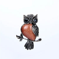 Retro Style Silver Plated Owl Pendant with beautiful polished stone inlay.