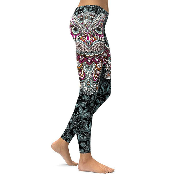 Ladies Owl & Paisley Yoga/Gym Leggings